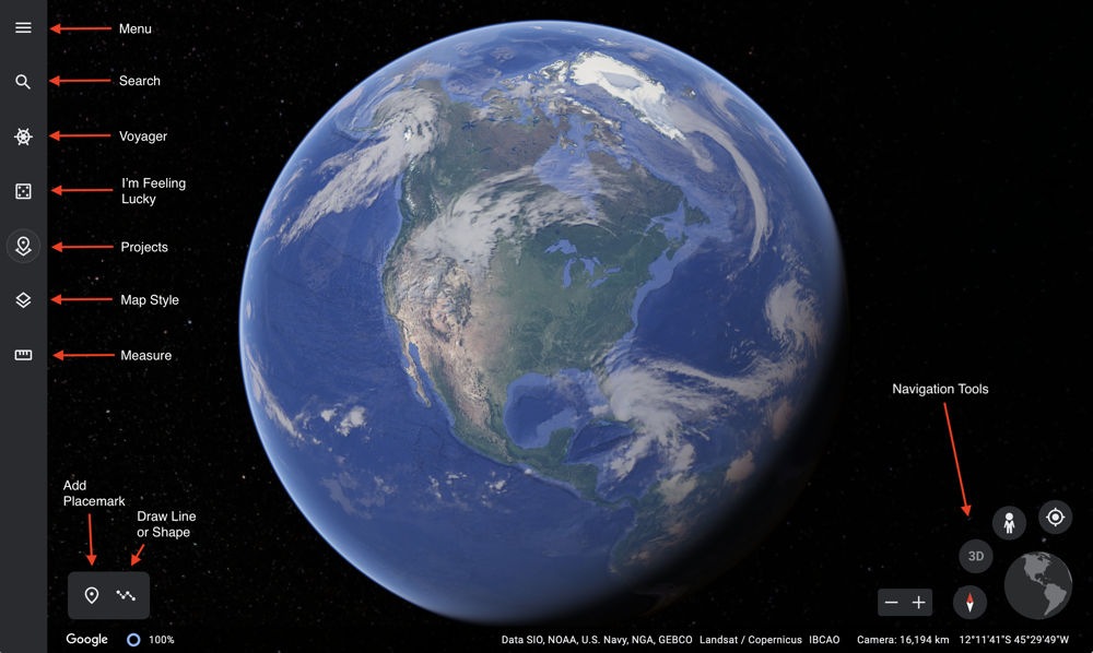 screenshot of the Google Earth interface